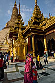 Yangon Myanmar. Shwedagon Pagoda (the Golden Stupa). Detail of the Prayer hall at each of the four cardinal points. 